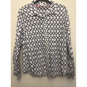 Crown and Ivy women's button Up shirt medium‎ blue/ white